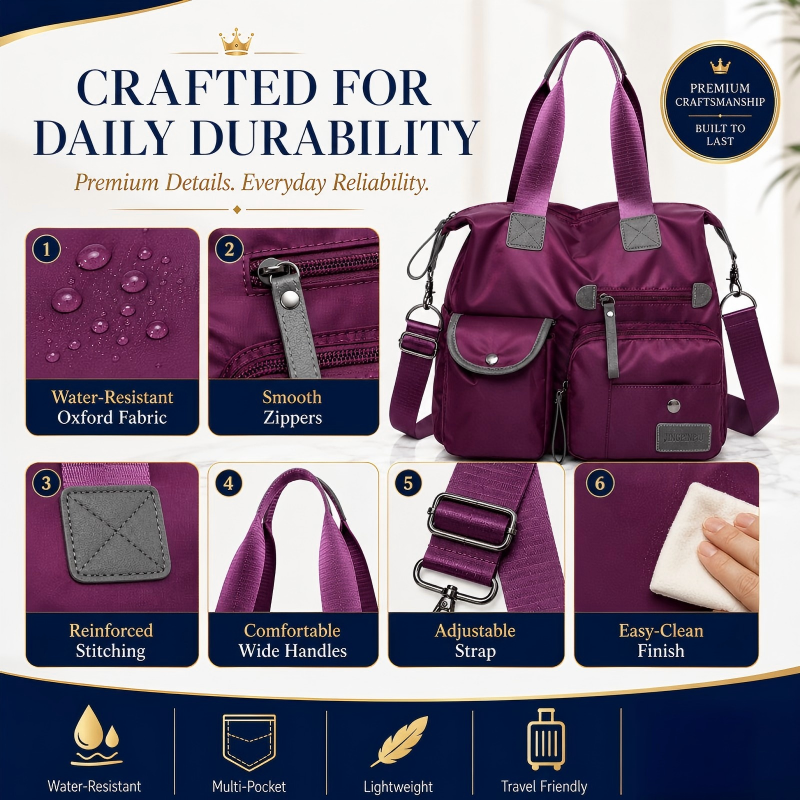 🥳2026 HOT SALE🥳💞50K+ SOLD!👜🌟 50% OFF! Large Waterproof Tote Bag – Spacious main compartment, multiple pockets & 3 carrying ways. Lightweight Oxford fabric – perfect for work, shopping & travel! 💪✨