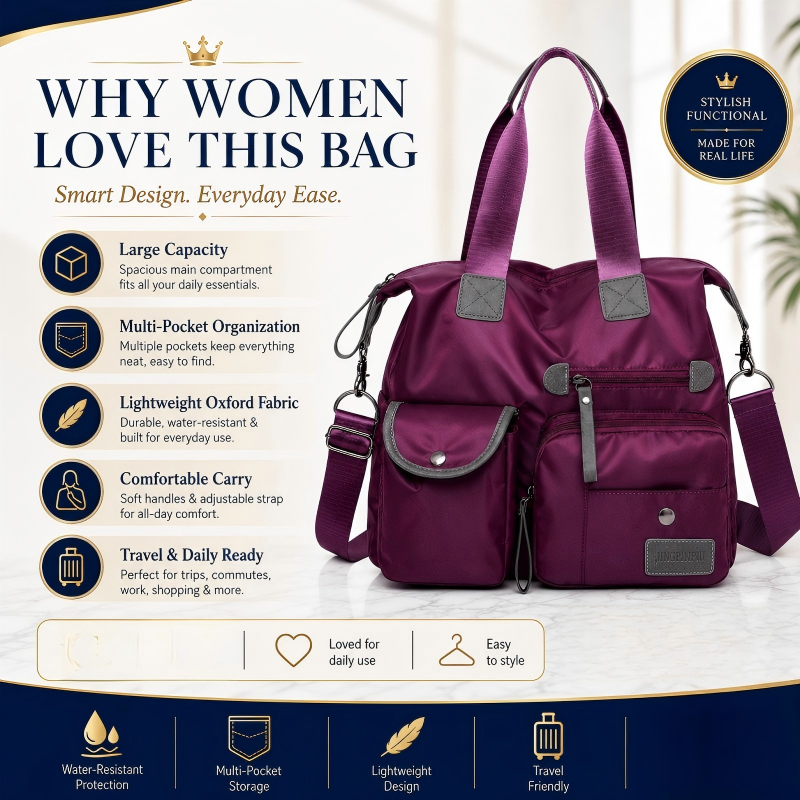 🥳2026 HOT SALE🥳💞50K+ SOLD!👜🌟 50% OFF! Large Waterproof Tote Bag – Spacious main compartment, multiple pockets & 3 carrying ways. Lightweight Oxford fabric – perfect for work, shopping & travel! 💪✨