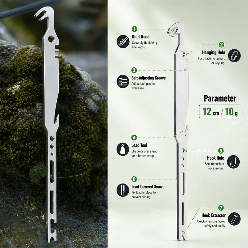 ⏳Limited-time 50% off⏰6-in-1 Stainless Steel Fishing Multi Tool Hook Remover and Knot Tyer🎣🐟