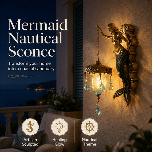 🔥HOT SALE!🧜‍♀️Hand-Painted Mermaid Wall Sconce – Nautical & Artisan Design