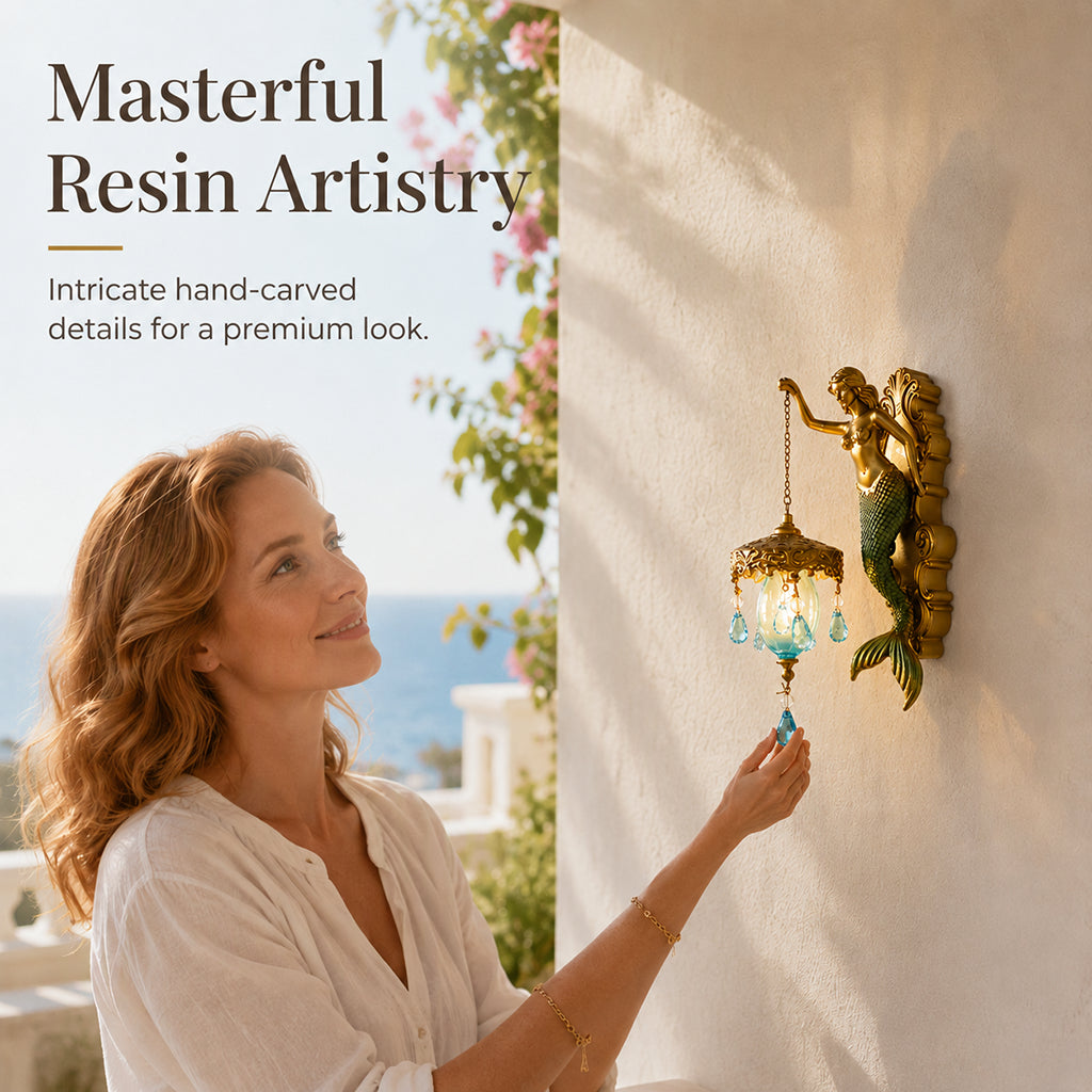 🔥HOT SALE!🧜‍♀️Hand-Painted Mermaid Wall Sconce – Nautical & Artisan Design
