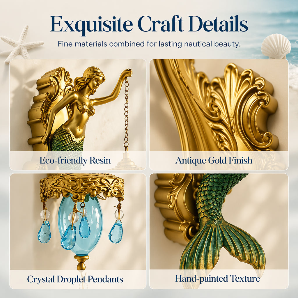🔥HOT SALE!🧜‍♀️Hand-Painted Mermaid Wall Sconce – Nautical & Artisan Design