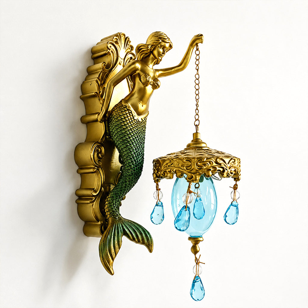 🔥HOT SALE!🧜‍♀️Hand-Painted Mermaid Wall Sconce – Nautical & Artisan Design