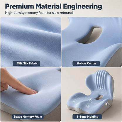 🪑 Ergonomic Memory Foam Seat Cushion with Back Support – Stay Comfortable All Day, Perfect for Office, Car & Home ✨