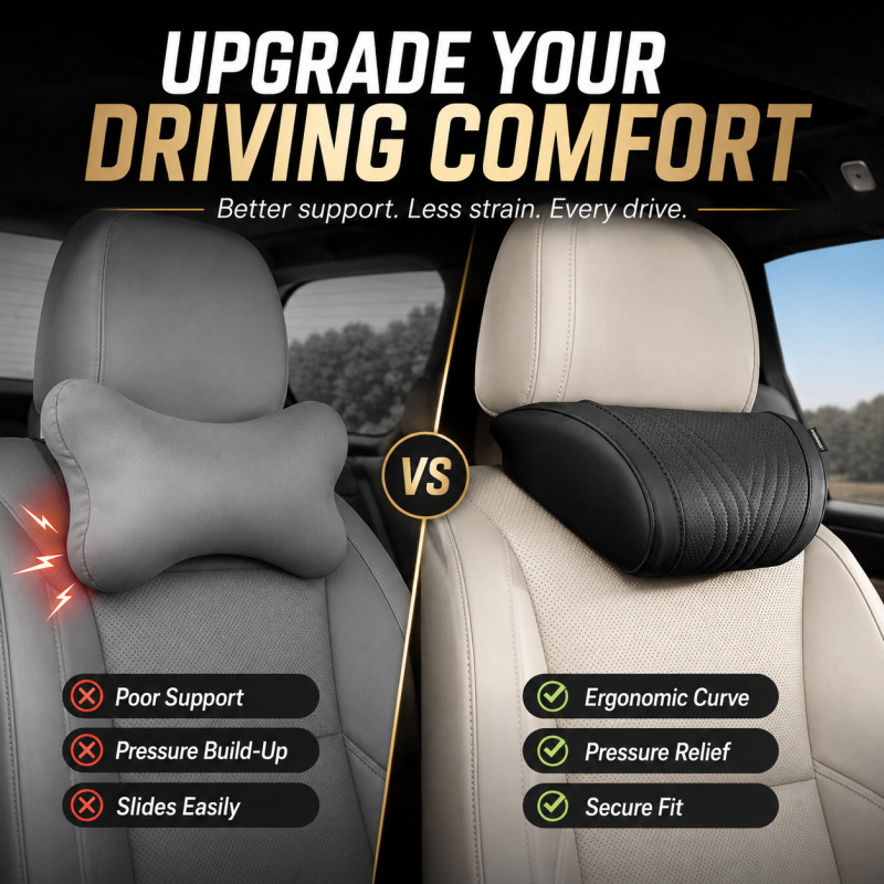 🚗💤 Relieve Driving Fatigue! Universal Memory Foam Car Headrest Neck Pillow, Ergonomic Support Auto Neck Cushion for Long Road Trips