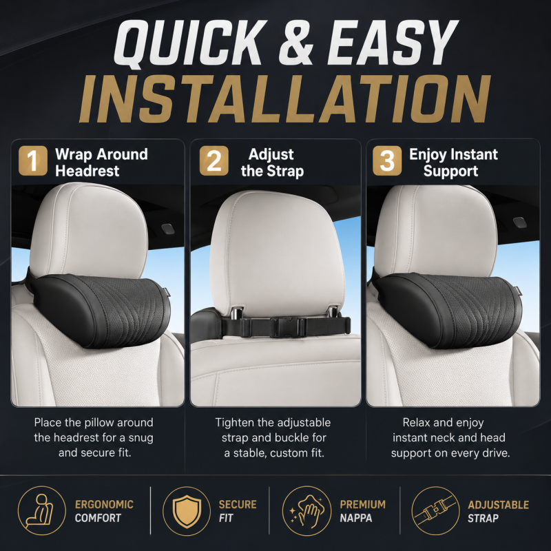 🚗💤 Relieve Driving Fatigue! Universal Memory Foam Car Headrest Neck Pillow, Ergonomic Support Auto Neck Cushion for Long Road Trips