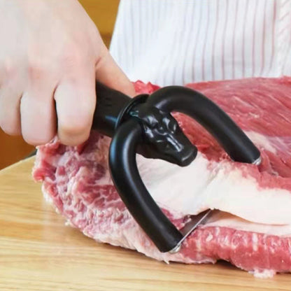🥳2026 HOT SALE🥩🔪 50% OFF! Handheld Fat Trimmer for Beef & Pork – U-shaped curved holder targets surface fat without wasting lean meat! 🧑‍🍳✨