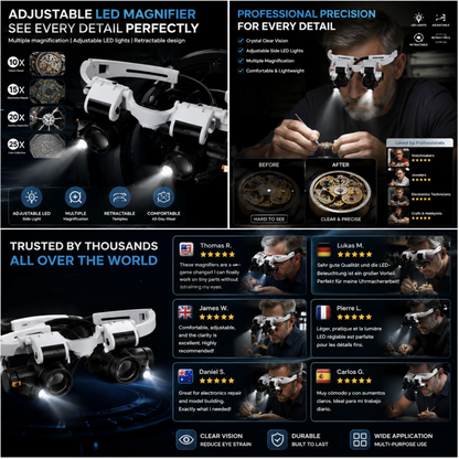 Binocular Magnifier Glasses with Light