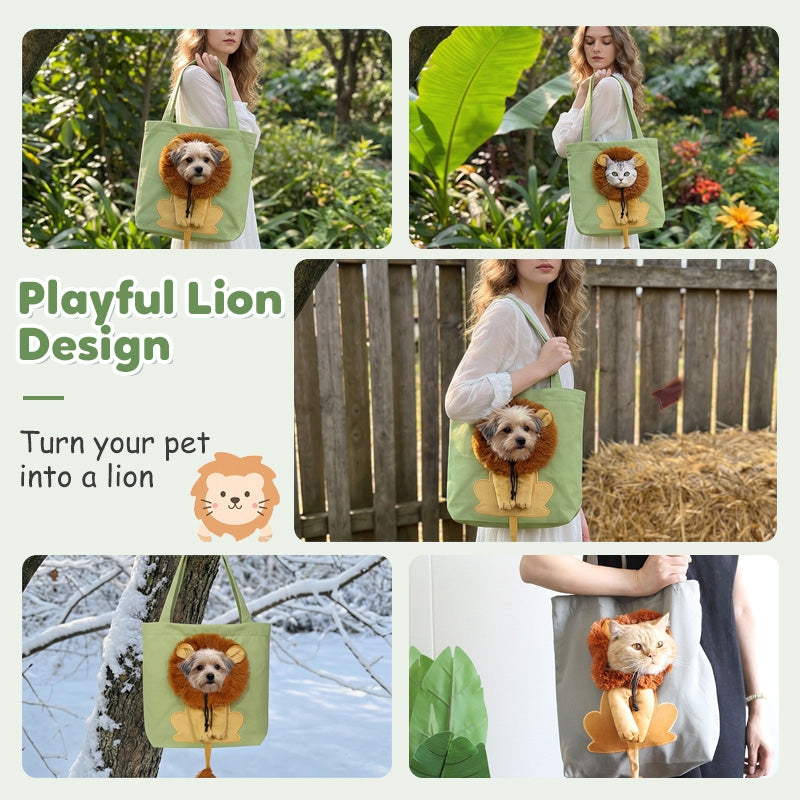 🥳 Hot Seller 🥳💞 Over 10,000 sold! Pet carrier! Features a head opening and lion-mane pattern, made from durable canvas. Travel in style—hurry and grab yours now! ✅