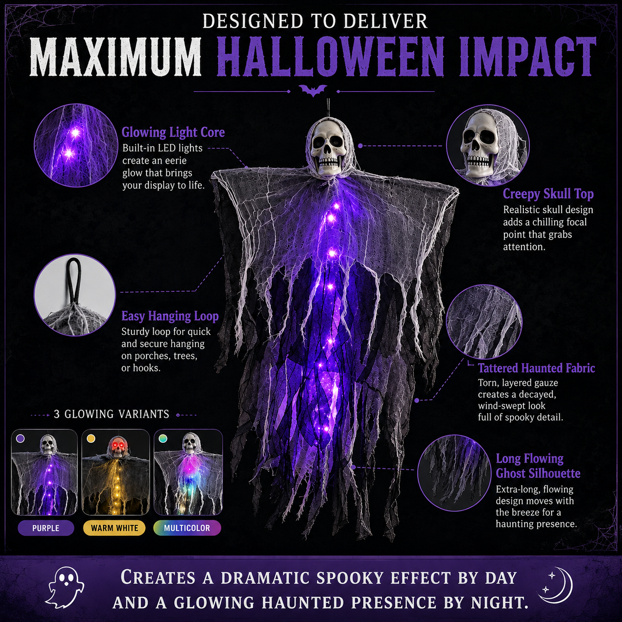 Halloween Hanging Ghost with LED Lights