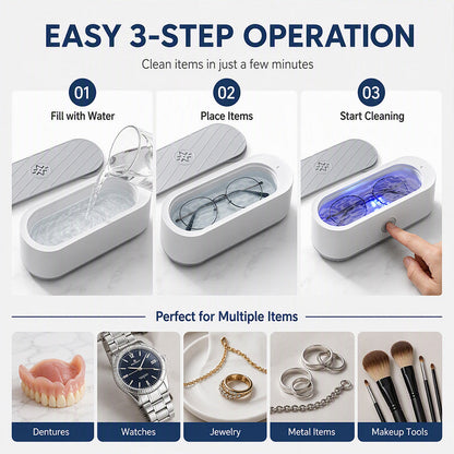 ✨50K+ SOLD!🎁Multifunctional Ultrasonic Cleaner for Jewelry, Watches & Dentures, 3W Cordless Deep Cleaning