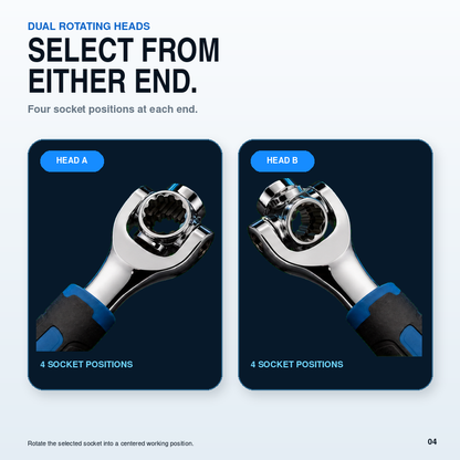 8-in-1 Dual Rotating Head Multi-Socket Wrench 8-19mm
