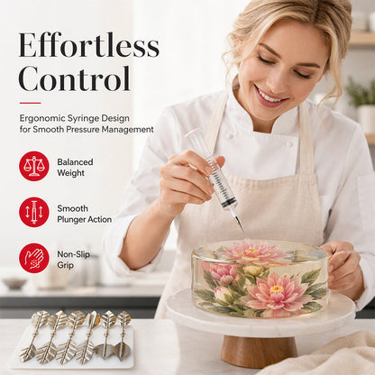 Professional 3D Jelly Art Kit‑ 304 Stainless Steel 10‑Piece Floral Gelatin Art Tools with Syringe, DIY 3D Flower Jelly Cake Decorating Set for Pastry & Baking Lovers