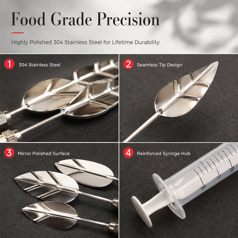Professional 3D Jelly Art Kit‑ 304 Stainless Steel 10‑Piece Floral Gelatin Art Tools with Syringe, DIY 3D Flower Jelly Cake Decorating Set for Pastry & Baking Lovers