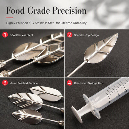 Professional 3D Jelly Art Kit‑ 304 Stainless Steel 10‑Piece Floral Gelatin Art Tools with Syringe, DIY 3D Flower Jelly Cake Decorating Set for Pastry & Baking Lovers