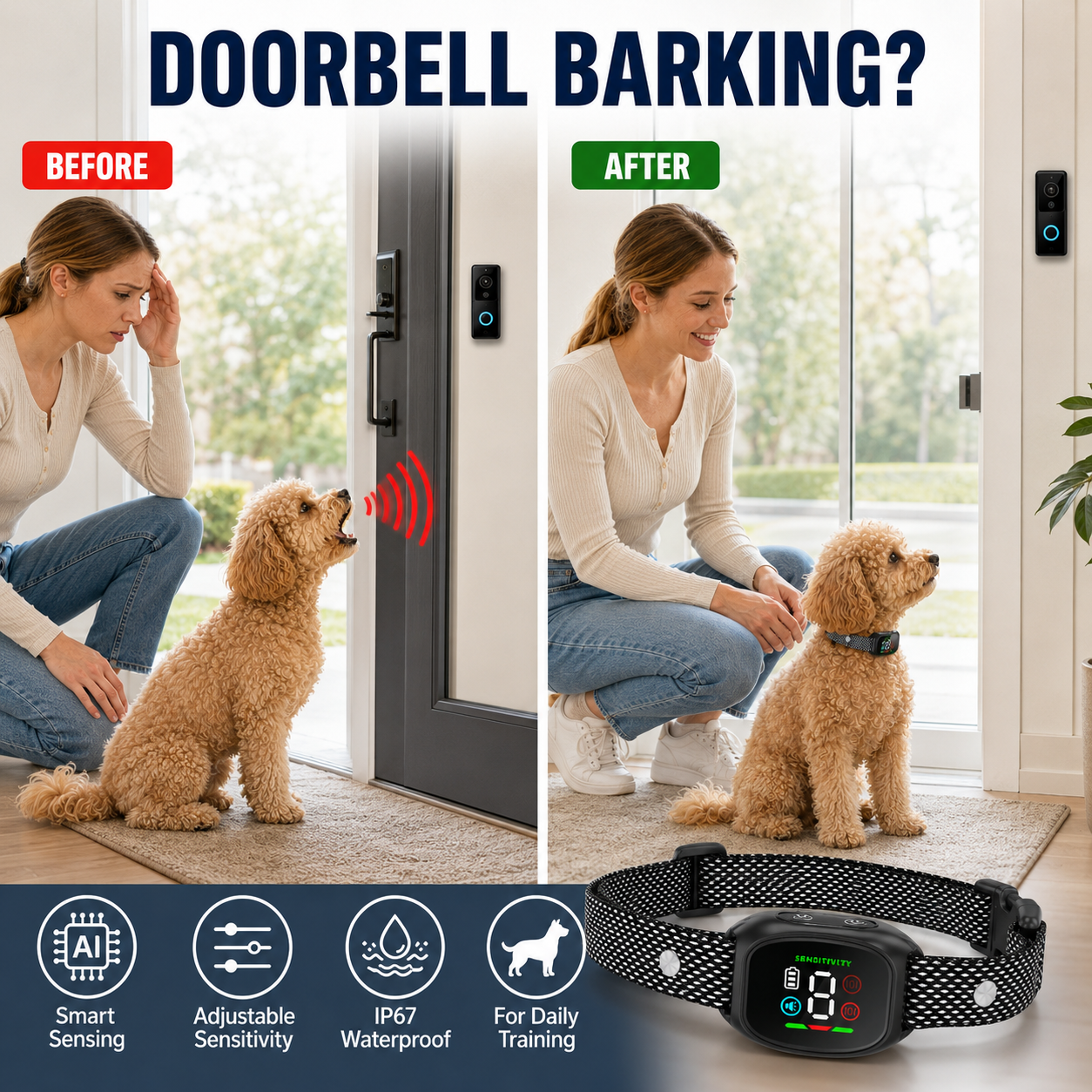 ⭐ Bestseller! No-shock anti-bark collar – beep & vibration modes, IP67 waterproof. Fits all sizes. 🐕✨