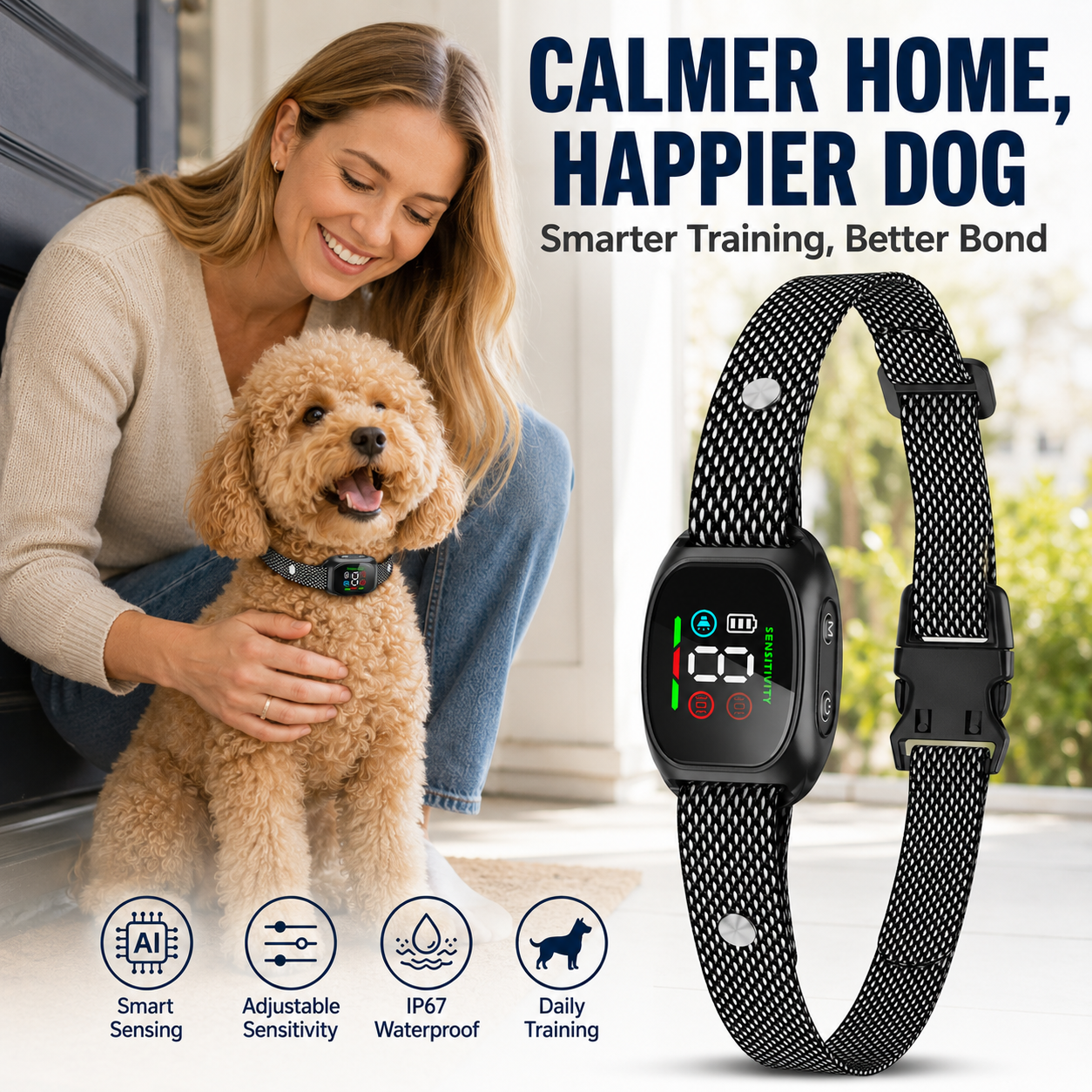 ⭐ Bestseller! No-shock anti-bark collar – beep & vibration modes, IP67 waterproof. Fits all sizes. 🐕✨