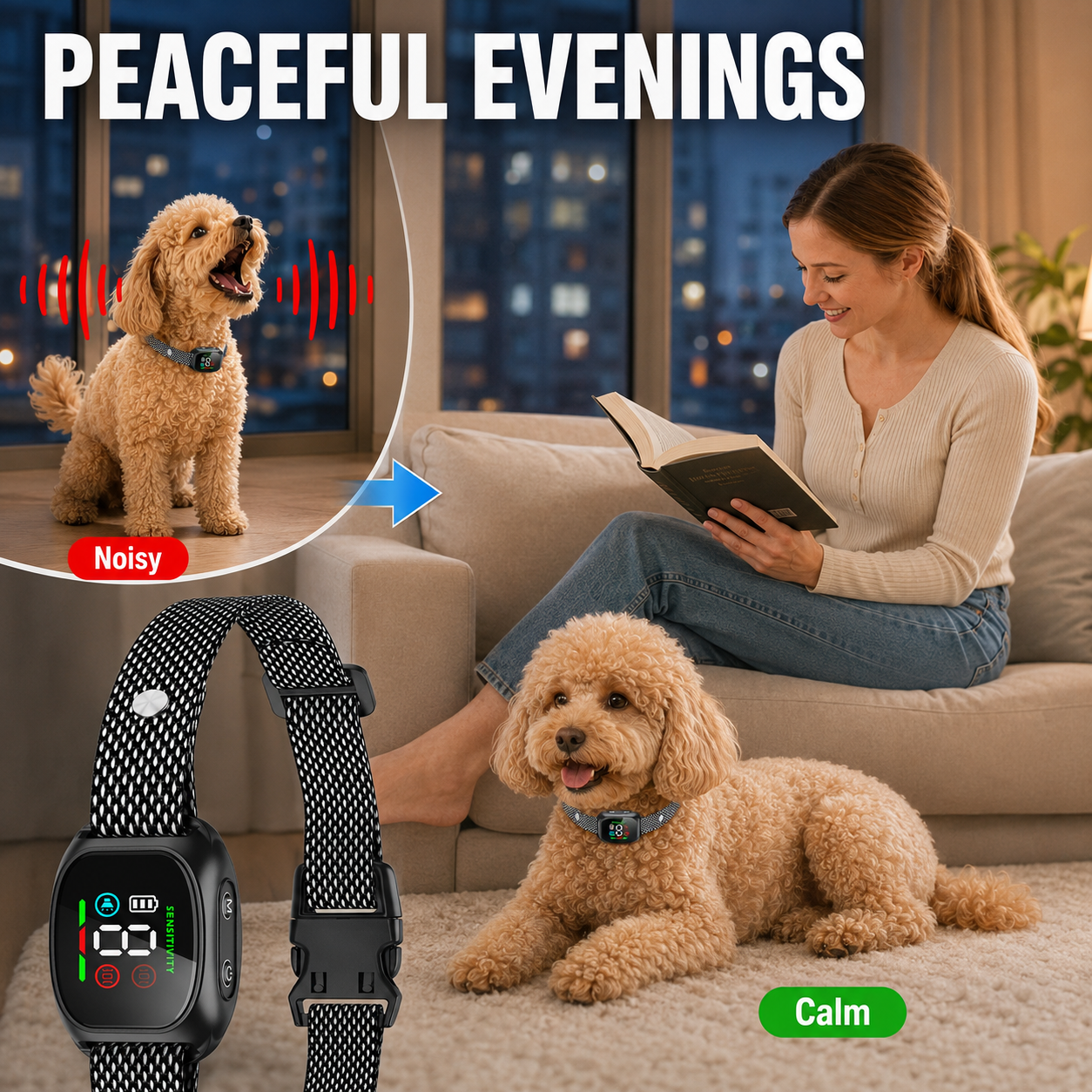 ⭐ Bestseller! No-shock anti-bark collar – beep & vibration modes, IP67 waterproof. Fits all sizes. 🐕✨