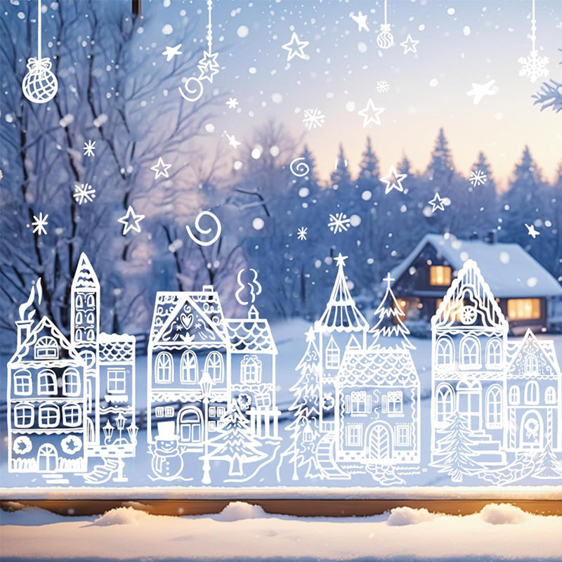 ⏳LAST DAY SALE!🎁🎄 Christmas Village Window Sticker Set