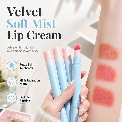 👄Soft Matte Finish Lipstick with Puff Applicator💑