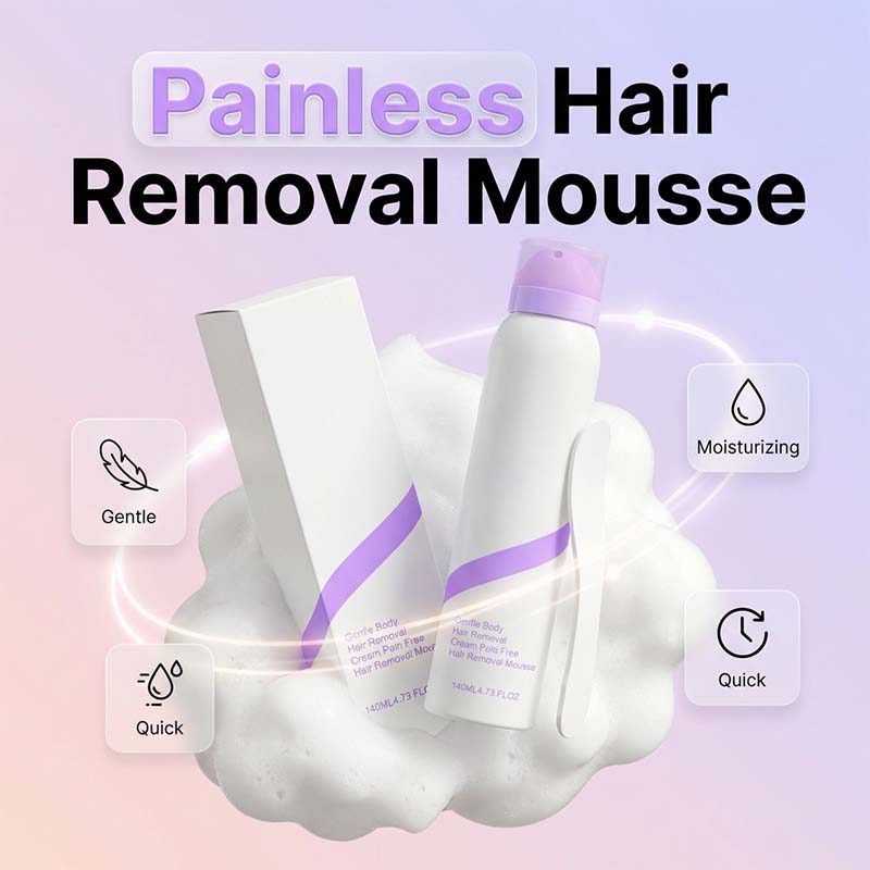 🧴50% OFF NOW! Gentle Painless Hair Removal Mousse‑ Quick Moisturizing Foam Depilatory Spray, Soothing Painless Body Hair Remover for Arms, Legs & Underarms