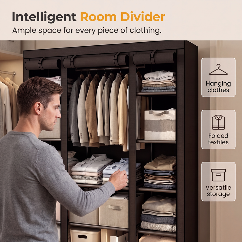 🏠 LIMITED-TIME 50% OFF! 🧵 Easy‑Assemble Non‑Woven Fabric Wardrobe – Spacious, Sturdy, Dust‑proof ✨
