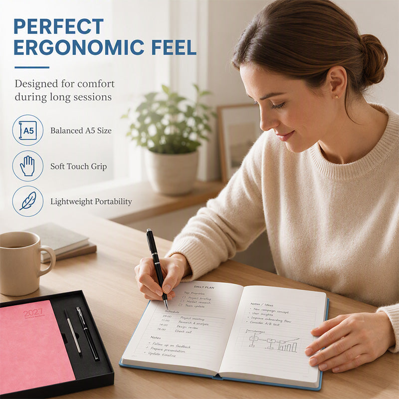 📔50% OFF NOW! 2027 Minimalist Daily Planner Notebook‑ 365‑Day Layout Journal, Lay‑Flat Binding Ink‑Proof Paper PU Cover Agenda for Time Management