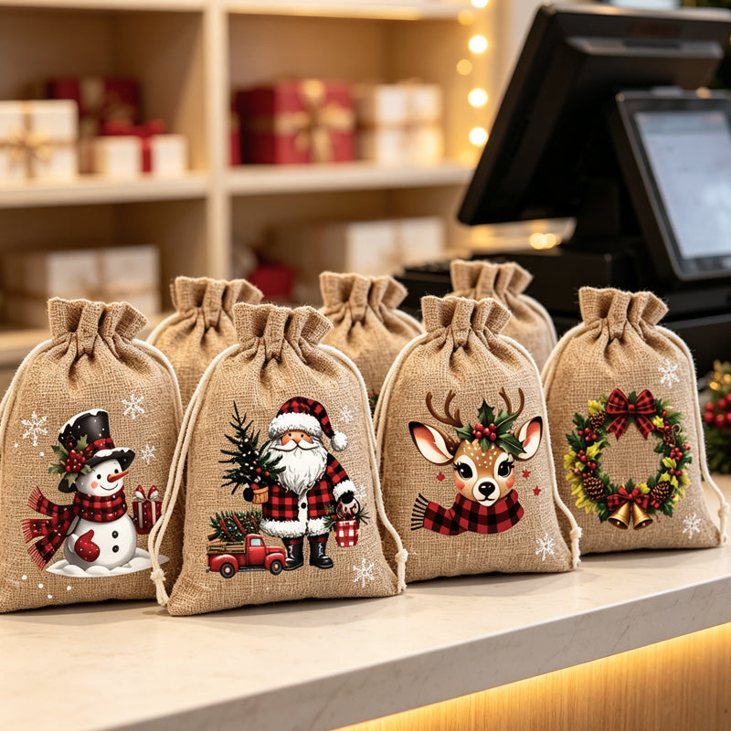 ⏰Christmas Drawstring Gift Bags
