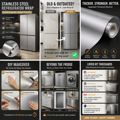 Self-Adhesive Brushed Metal Refrigerator Sticker