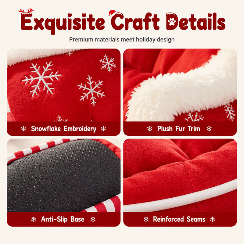 🎄Their Own Christmas Sleigh – Cozy Plush Pet Bed for Dogs & Cats