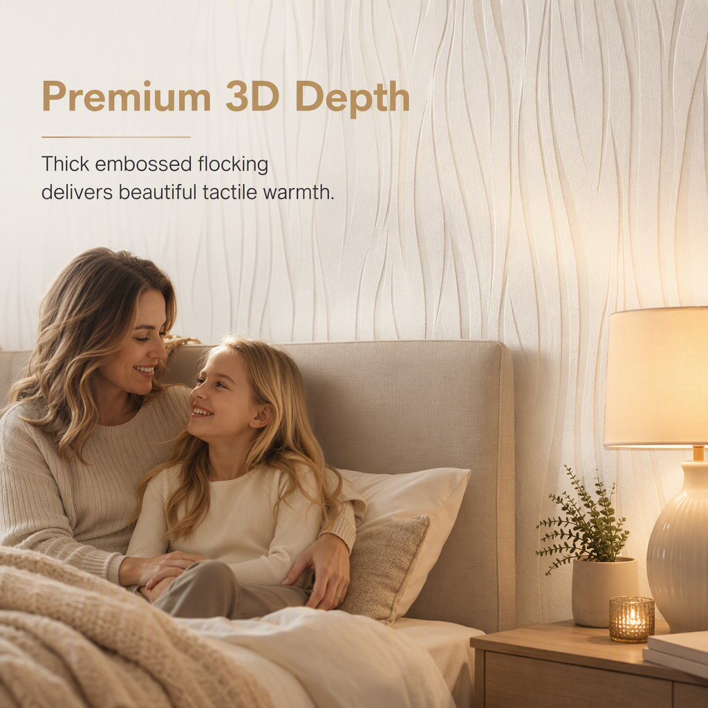 ⏳Limited-time 50% off⏰Thickened Non Woven Self Adhesive Wallpaper with 3D Textured Stripe Pattern for Bedroom and Living Room Background Wall 53cm x 1m🏵️🧱