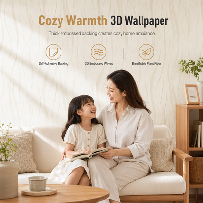 ⏳Limited-time 50% off⏰Thickened Non Woven Self Adhesive Wallpaper with 3D Textured Stripe Pattern for Bedroom and Living Room Background Wall 53cm x 1m🏵️🧱