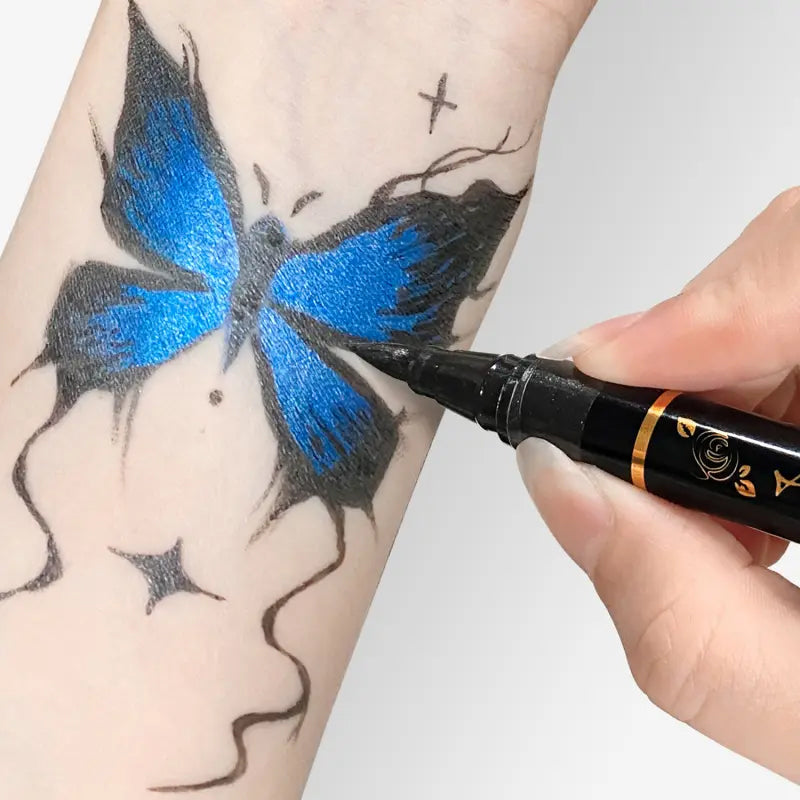 🎁🔥Last day sale 50% OFF🔥Cosmetic Grade Temporary Tattoo Markers for Skin, 10/15 Vibrant Colors Flexible Brush Tip Pens,, High Detail, Face Makeup Halloween, None Toxic, Office Stationery Writing Tool 2