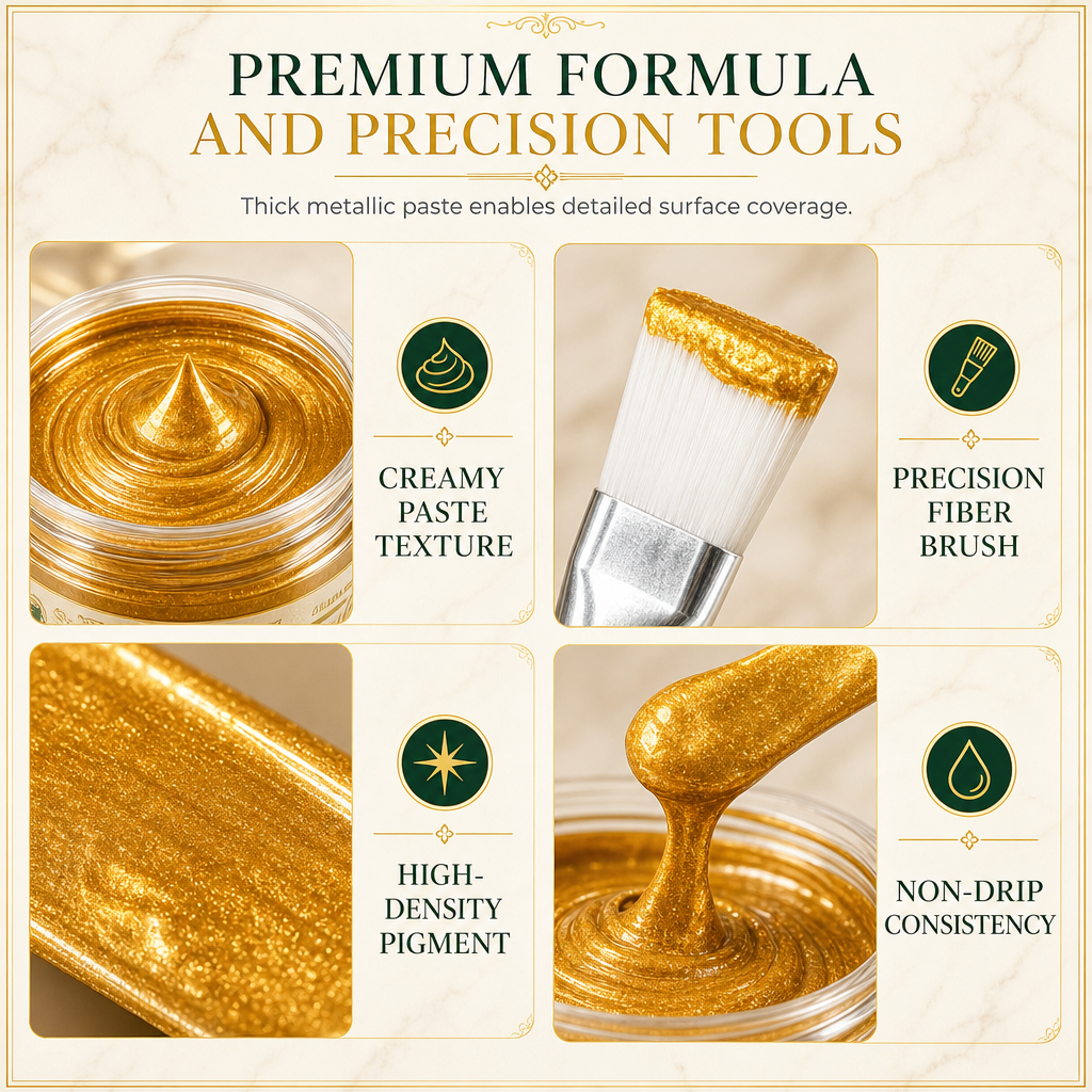 Gold Metallic Refinishing Repair Paste with Brush