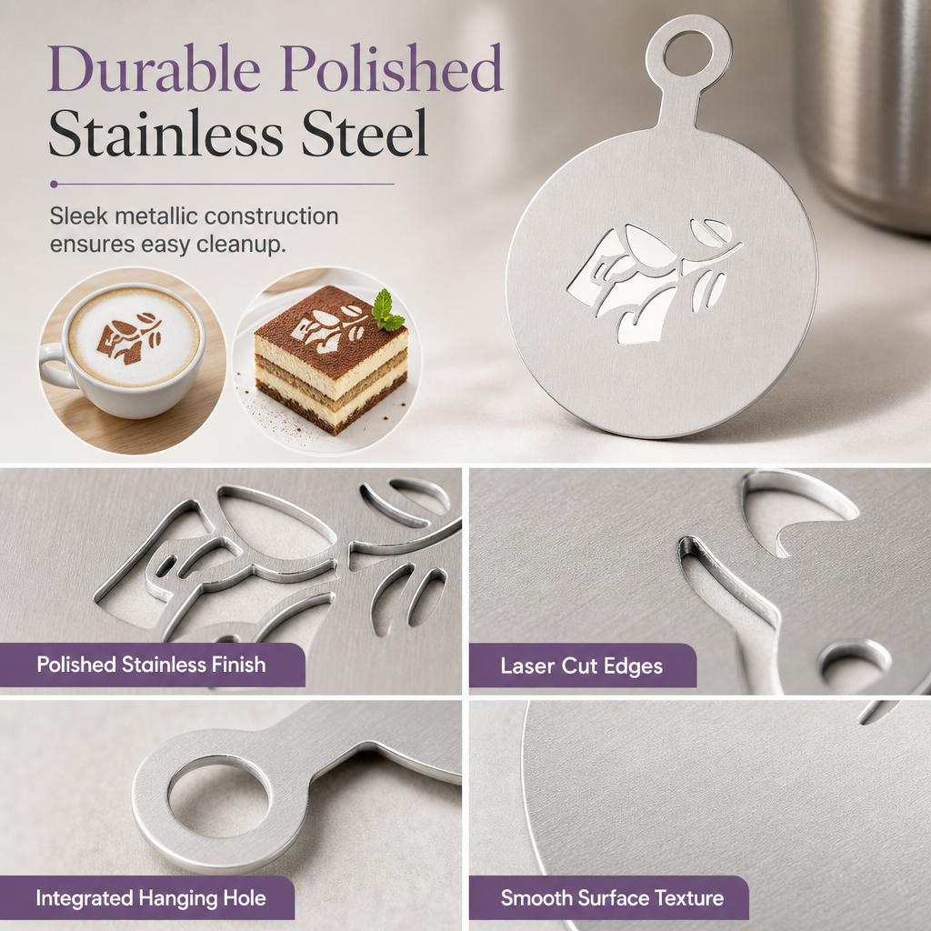 Stainless Steel Coffee Latte Art Stencil Template