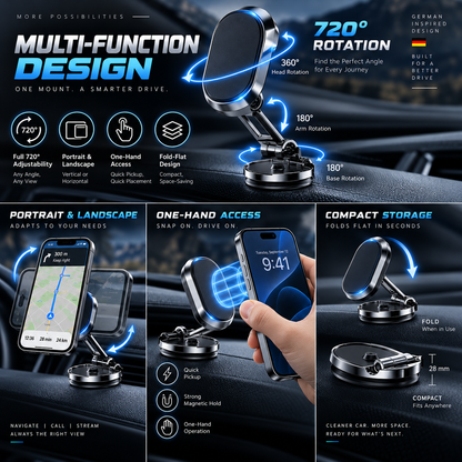 Rotatable Folding Magnetic Car Phone Mount