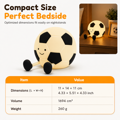 ⚽ Rechargeable Soccer Night Light – Tap-Control Bedside Glow