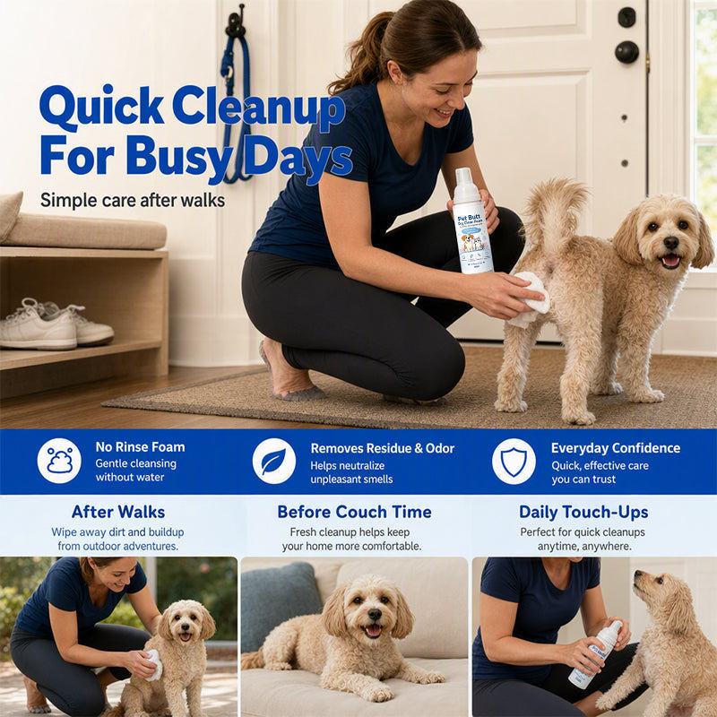 🔥No-Rinse Pet Butt Dry Clean Foam for Dogs & Cats