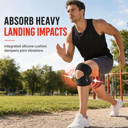 Adjustable Silicone Patella Stabilizer Strap – dial-adjusted steel wire compression, shock-absorbing pad & breathable dual strap. Stable knees for running & tennis! 🛡️💪