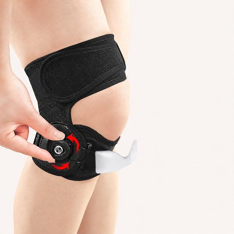 Adjustable Silicone Patella Stabilizer Strap – dial-adjusted steel wire compression, shock-absorbing pad & breathable dual strap. Stable knees for running & tennis! 🛡️💪