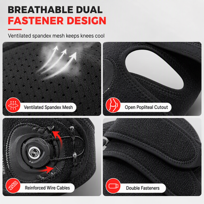 Adjustable Silicone Patella Stabilizer Strap – dial-adjusted steel wire compression, shock-absorbing pad & breathable dual strap. Stable knees for running & tennis! 🛡️💪
