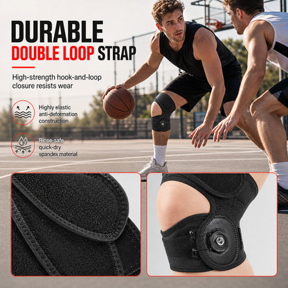 Adjustable Silicone Patella Stabilizer Strap – dial-adjusted steel wire compression, shock-absorbing pad & breathable dual strap. Stable knees for running & tennis! 🛡️💪