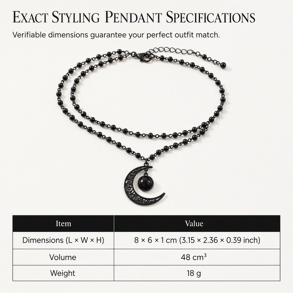 ⏳Limited-time 50% off⏰Gothic Dark Crystal Beaded Chain Necklace with Hollow Out Moon Alloy Pendant🖤🌙