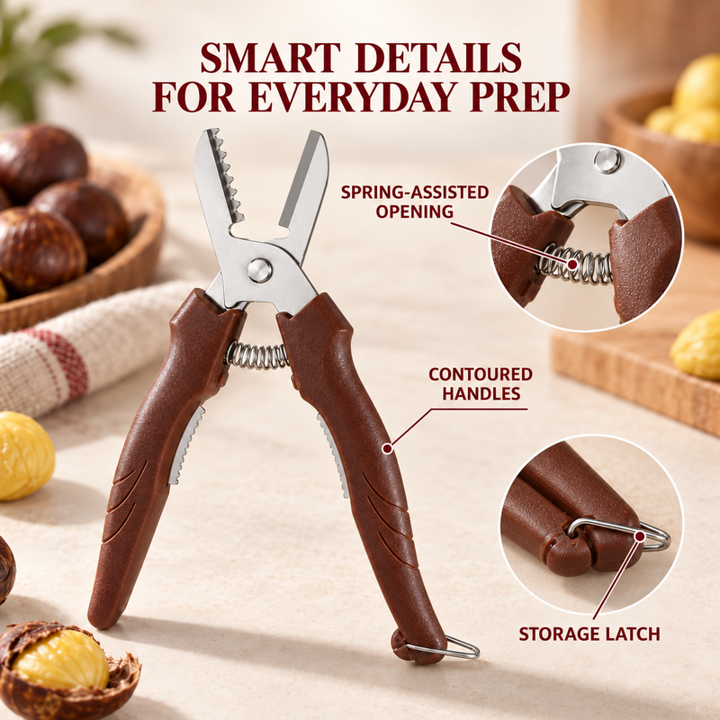 ⚡ 2-in-1 Chestnut Shear – Dual-Edge, Labor-Saving, Safe ✨