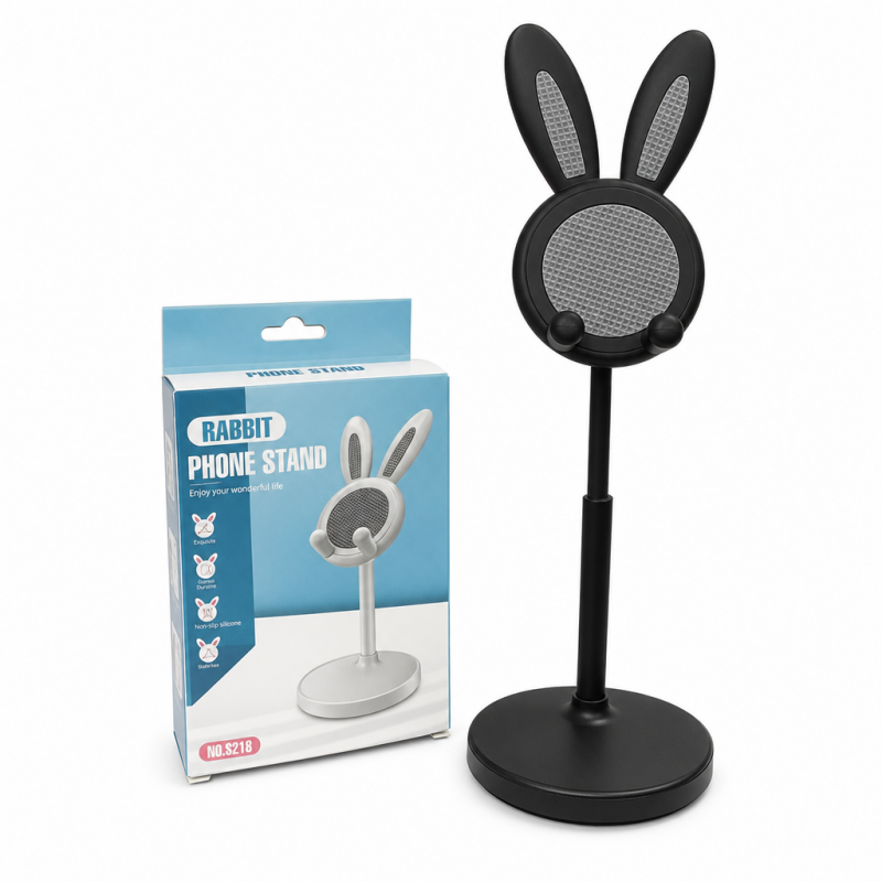 🐰 BUY 1 GET 1 FREE 📱✨ Cute Bunny Desktop Phone Stand – Height Adjustable, Weighted Base, Anti-Scratch Silicone Pads