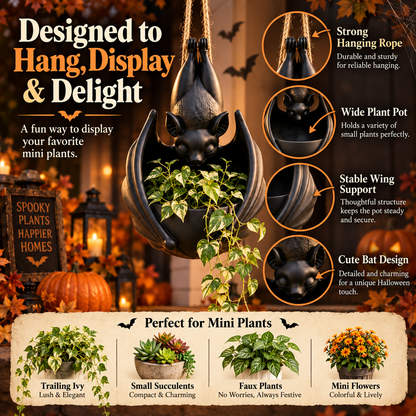 Halloween Bat Hanging Plant Pot