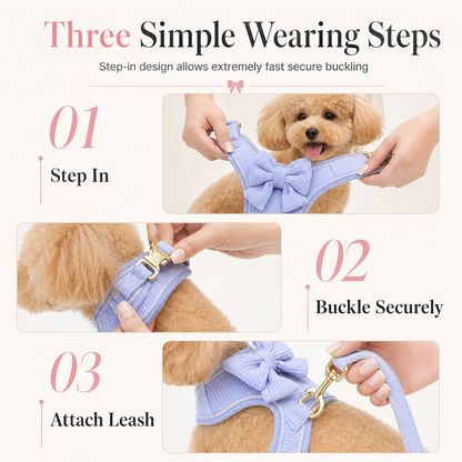 🐕 Corduroy Dog Vest Harness Set: Escape-Proof, Alloy Buckles, Breathable Mesh, 5-Piece Set