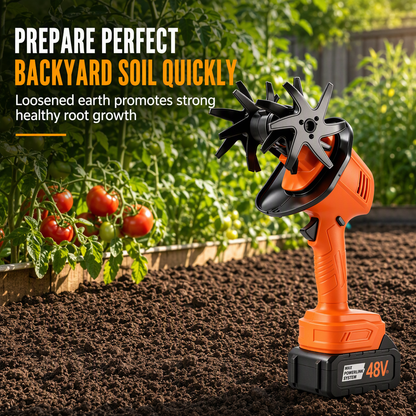Cordless Handheld Mini Tiller Cultivator 21V Lithium Battery Powered Portable Garden Soil Loosener and Weeder for Home Yard