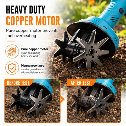 Cordless Handheld Mini Tiller Cultivator 21V Lithium Battery Powered Portable Garden Soil Loosener and Weeder for Home Yard