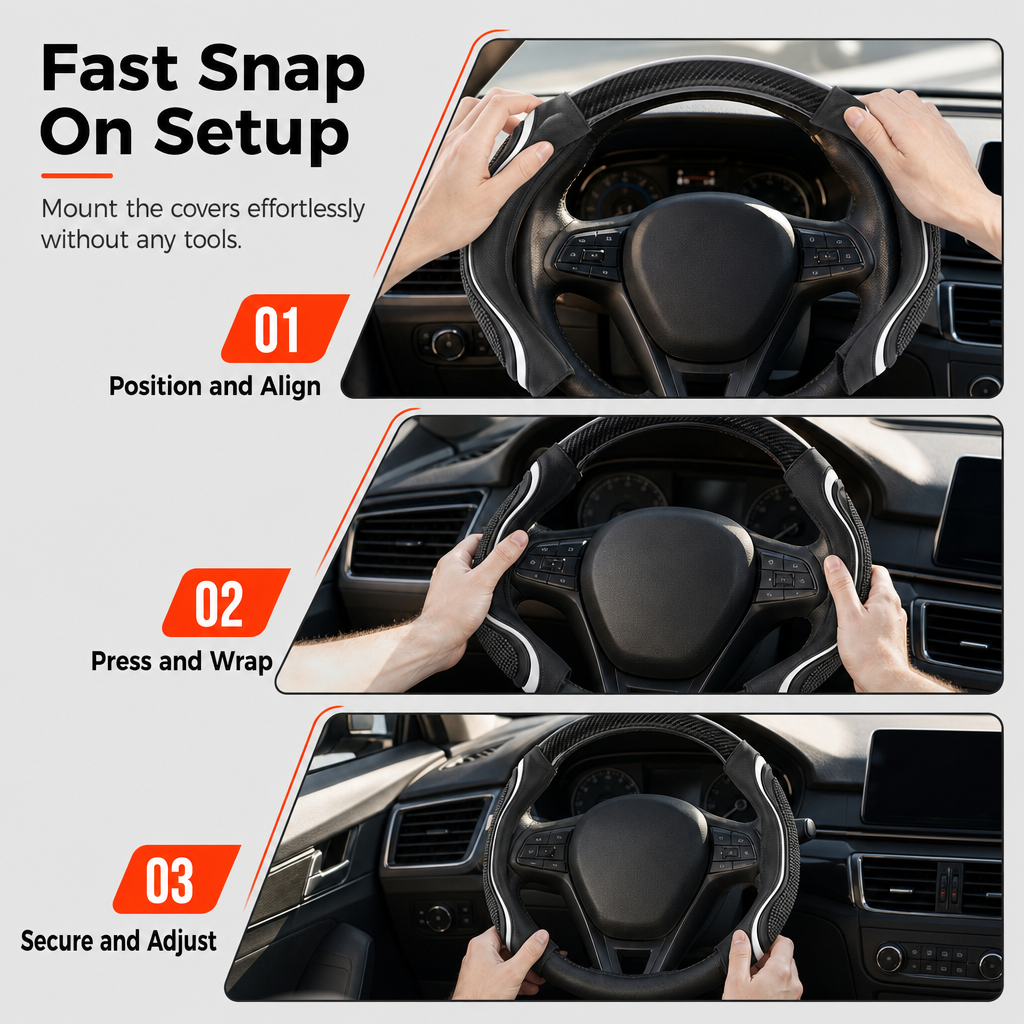 🔥Universal Carbon Fibre Steering Wheel Cover – Anti-Slip Breathable Grip & Napa-Style Finish, Refresh Your Daily Drive ✨
